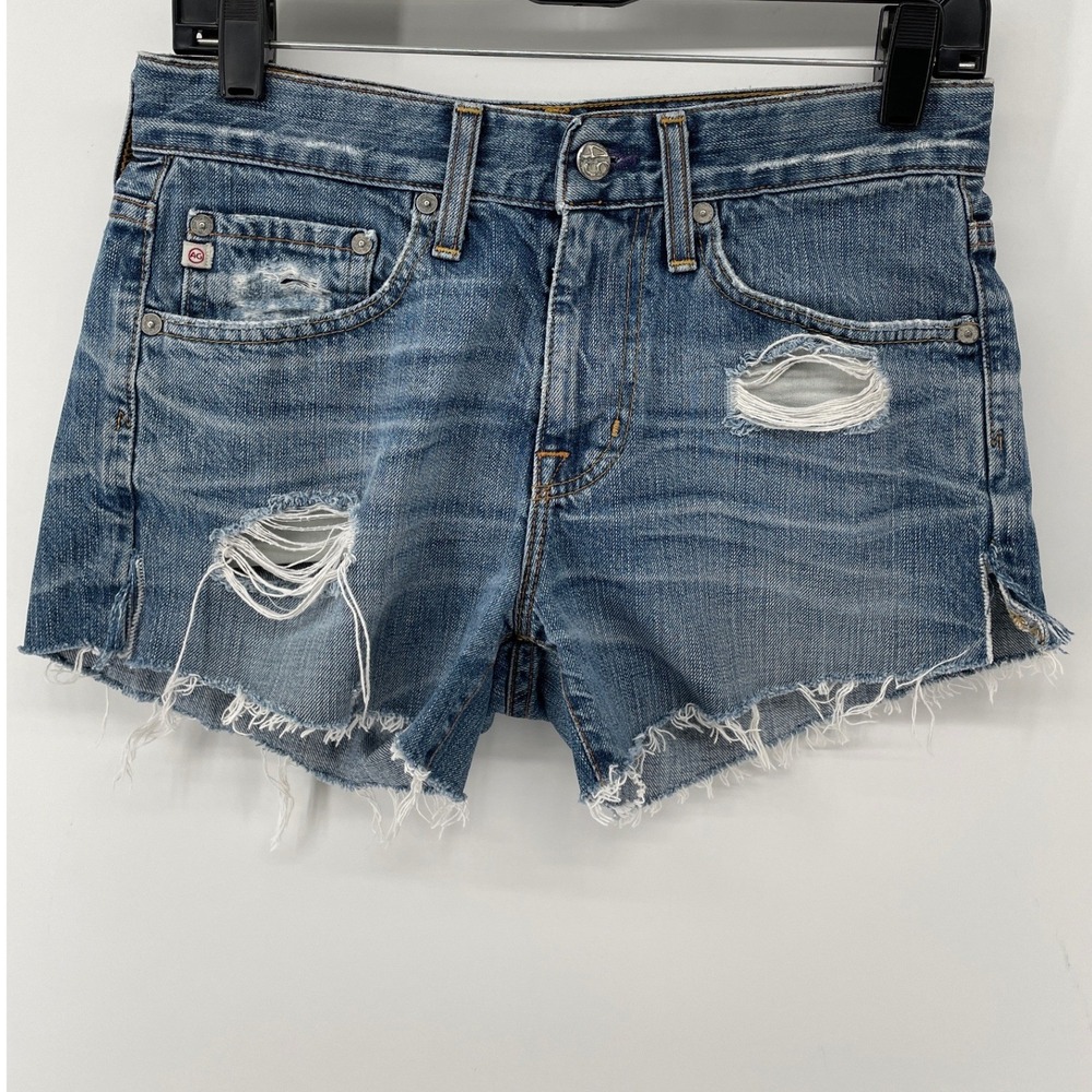 AG Blue Jean Shorts Womens 25 Ex Boyfriend Distressed Denim Festival Indie Y2K